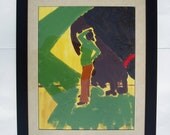 Original Acrylic Painting, 16x20, figure, 18x24, yellow, green, brown