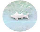 Brooch Shark, white, handmade, nautical jewelry, fish