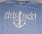 Girls Rock Rhode Island  Light Blue Logo T-shirt - Youth M