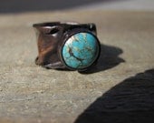 Wabi Sabi Ring- Turquoise and Copper Ring Size 5.75