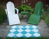 green and white diamond floorcloth, canvas art for your floor