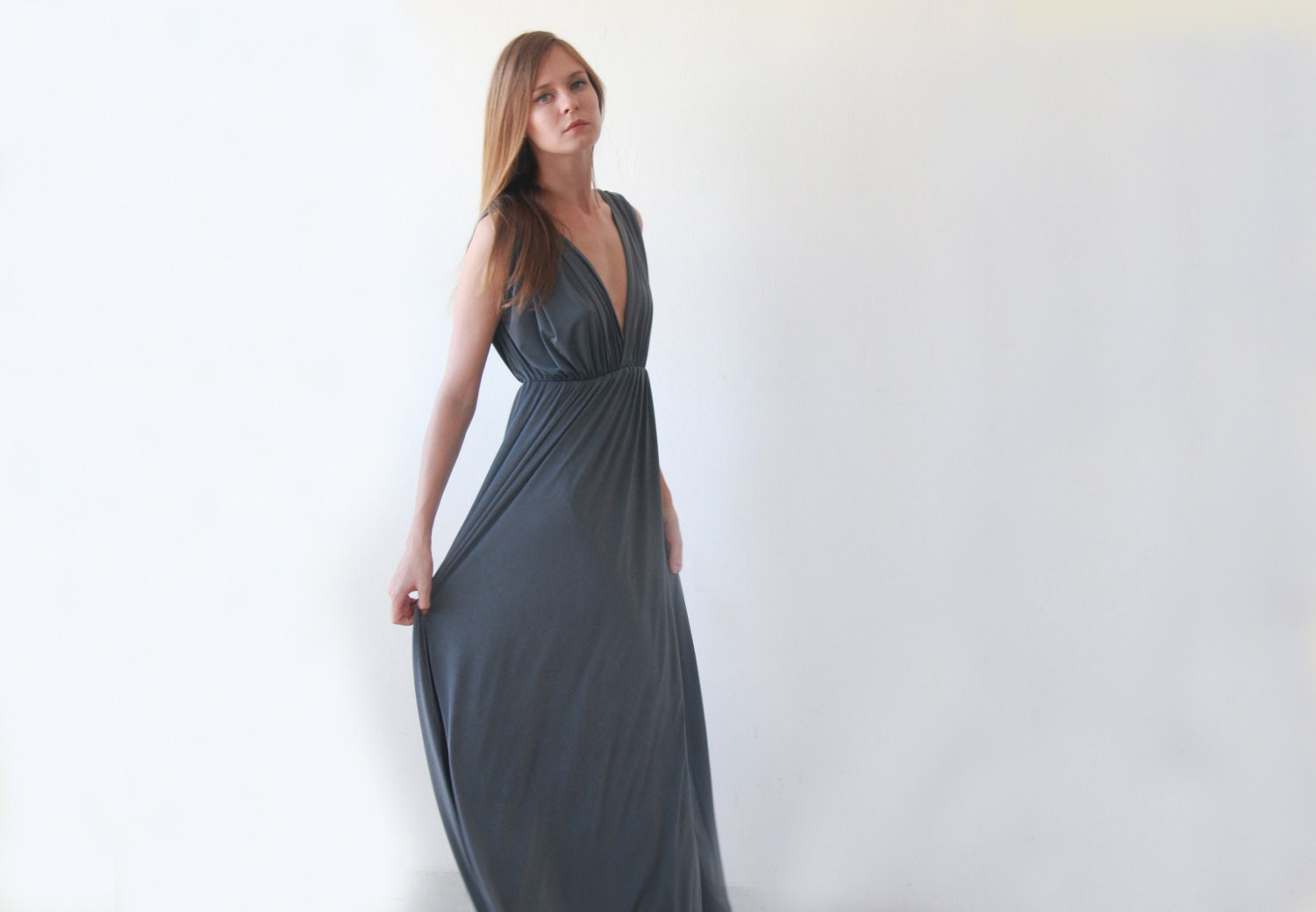 Perfect , Gray , Maxi , Bridesmaid , Evening Dress