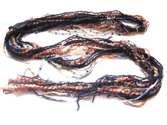 Ribbon Scarf, Black Blue and Brown