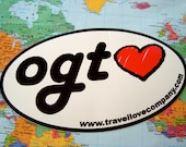Oval Ogunquit Love Sticker - Bumper Sticker  featuring ogt love logo with red heart
