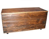 Primitive Wood Box with casters, Large Storage Chest, Trunk, Wooden box, primitive home decor