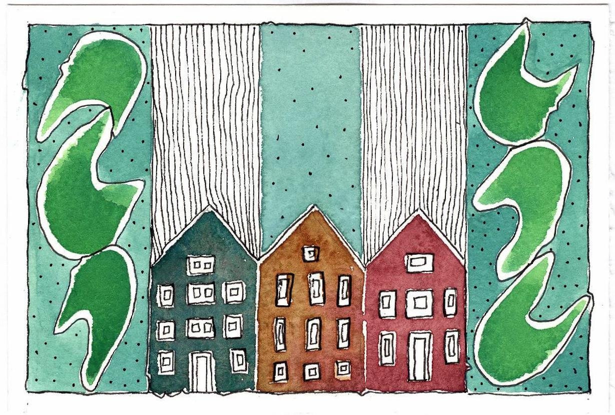 Waterfront Warehouses. Original Watercolor Painting. OOAK:Affordable Art. - BlueMagpieDesign Waterfront Warehouses. Original Watercolor Painting. OOAK:Affordable Art. - BlueMagpieDesign