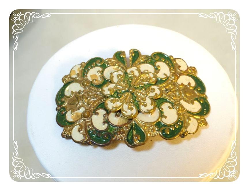 Vintage Art Nouveau Victorian Enamel Belt Buckle    1766d-042412000