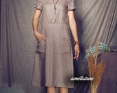Linen Tunic Dress / Shirt Dress with Pockets - custom made