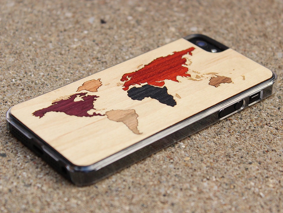World Map Inlay iPhone 5 Clear Case with Black Trim - On Sale - FREE Shipping