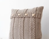 ON SALE Cable knit beige pillow cover - handmade decorative pillows case - natural earth color living and home decor 16x16