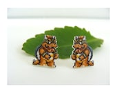 Bowser SMB 3 Pixel Sprite Earrings - retro game jewelry