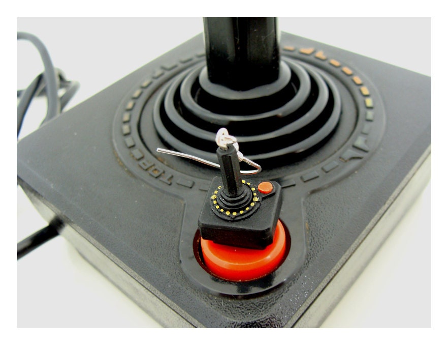 Atari 2600 Joystick Earrings - polymer clay and resin retro-game miniatures Atari