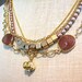 Beaded gold chain necklace Multi strand necklace Layered necklace Taupe pearl and gold multistrand statement gemstone beaded jewelry