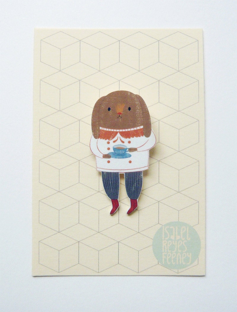 Forest Animal Brooch - Shrink Plastic Brooch - Rabbit Brooch -
