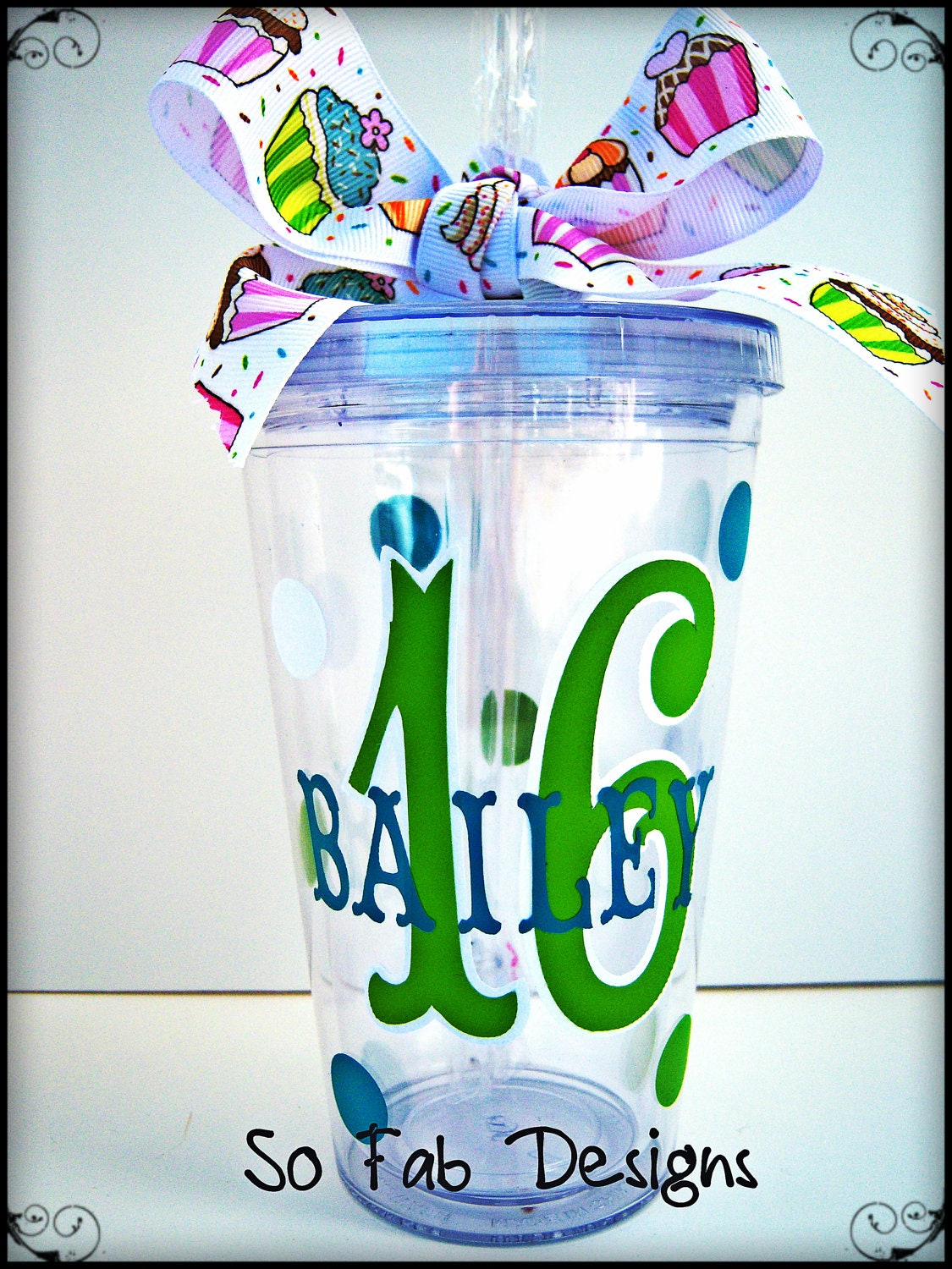 Sweet sixteen Customized Acrylic 20 oz Cup w/straw