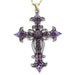 Vintage Retro Gold-tone Purple Crystal Cross Pendant Necklace