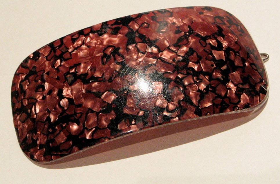 Vintage 1950s Pink Confetti Lucite Hair Clip