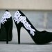 Black Pump/Black Heels with White Lace Applique. US Size 8.