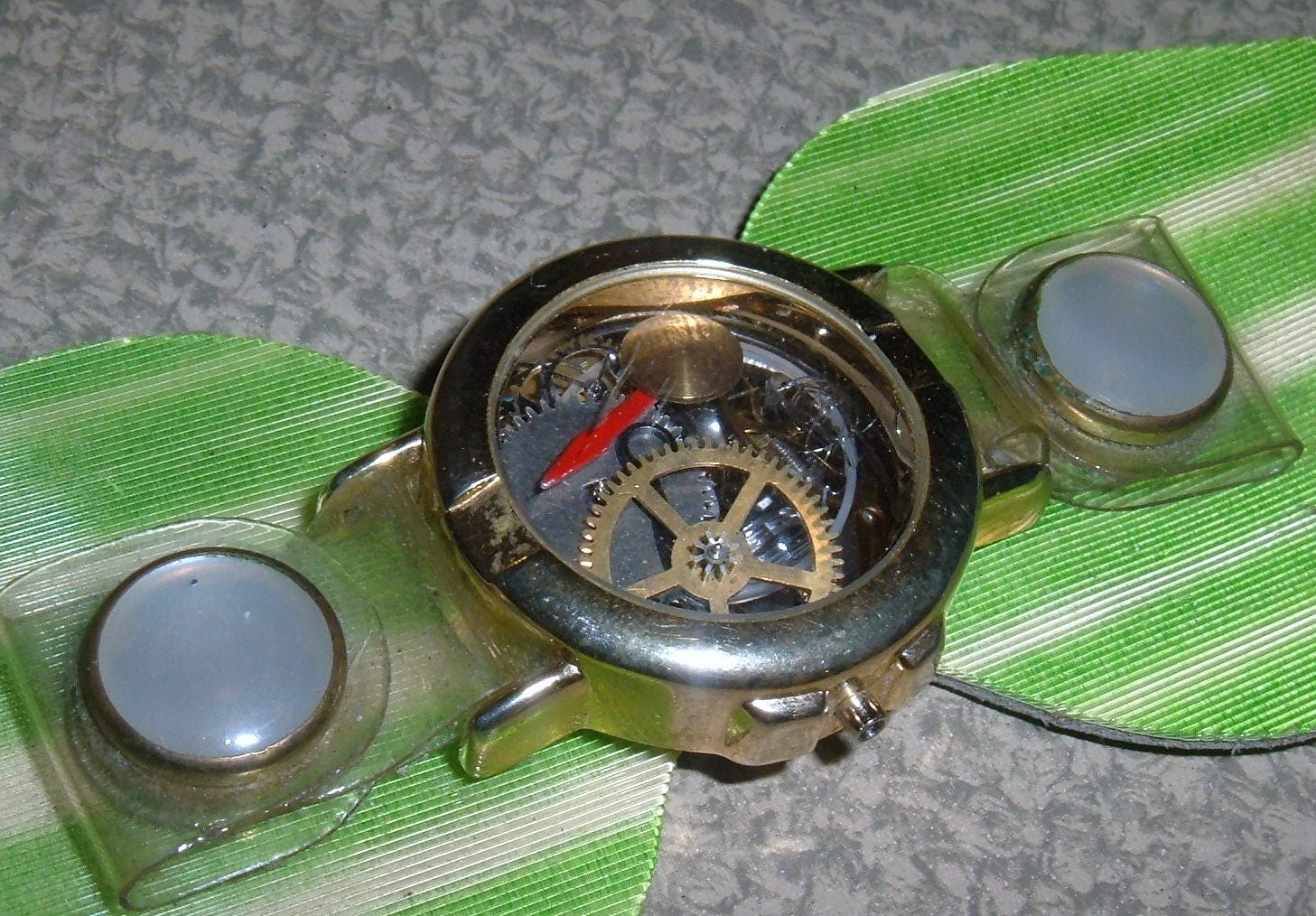 Groovy Watch Part STEAMPUNK Bracelet  60's Style Band with Pearlized Snaps