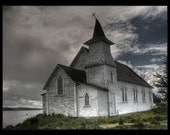 Abandoned Faith - 11" x 14" Framed, Matted & Signed Print - Old Church with Crooked Cross and Steeple in Gander Bay, Newfoundland, Canada