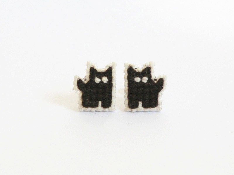 Coffee the Black Cat earrings, gifts for cat lovers, gifts for her, gifts under 15