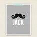 Mustache with personalized name - Kids Room Art - Baby Children Nursery Custom Wall Print Poster