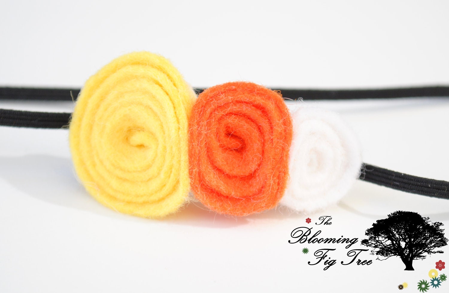 Candy Corn Felt Flower Headband. Newborn prop, baby flower headband, toddler hair clip, pin. Halloween, Autumn, Fall