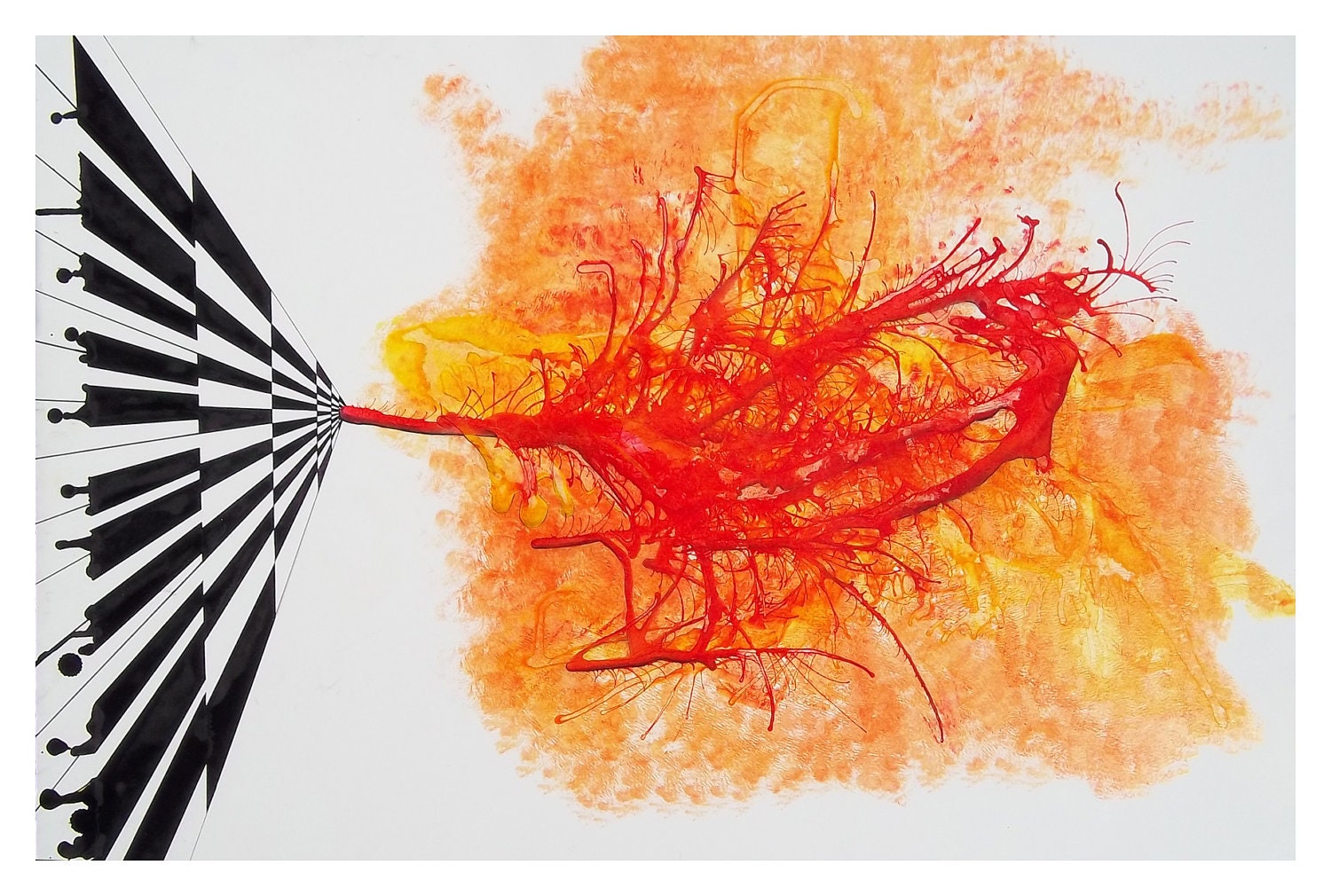 P13 - Abstract Surreal Keyboard & Trees Humor NoteCard Postcard Avant Garde 4x6 ACEO Art Print by Starving Artist