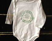 Custom Made In Your State Seal with Birthdate -  Hand printed baby onesie design