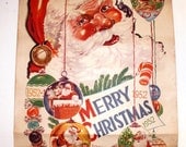 Large Mid Century Santa Claus Door Poster C. 1952