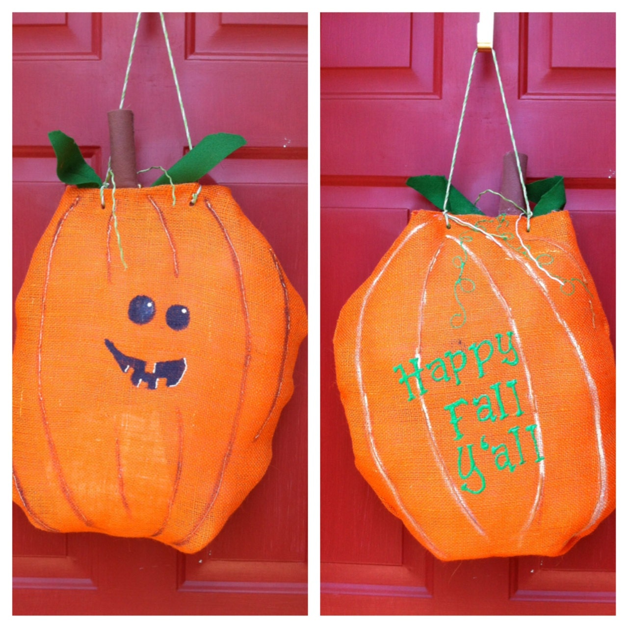 Fall/Autumn Pumpkin Door Hanger - Double Sided