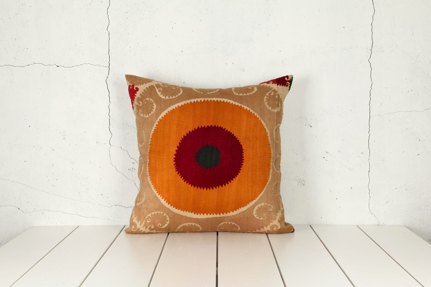 handmade vintage suzani pillow cover - 25.98" x 25.98" - FAST shipment with UPS - 02753-125