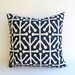 Throw pillow cover One 20 x 20  inches Navy Blue and Natural Aruba navy pillows blue pillows geometric pillow covers cushion covers