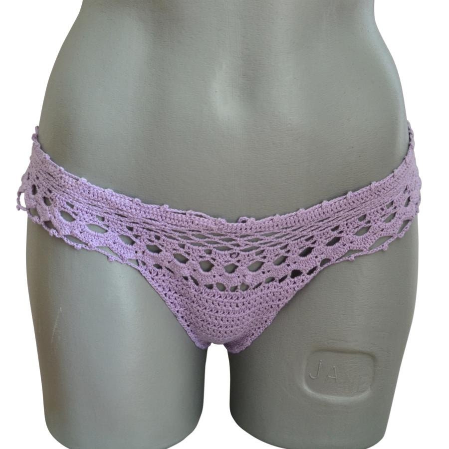 Bikini -  hand crocheted from pure natural pink cotton