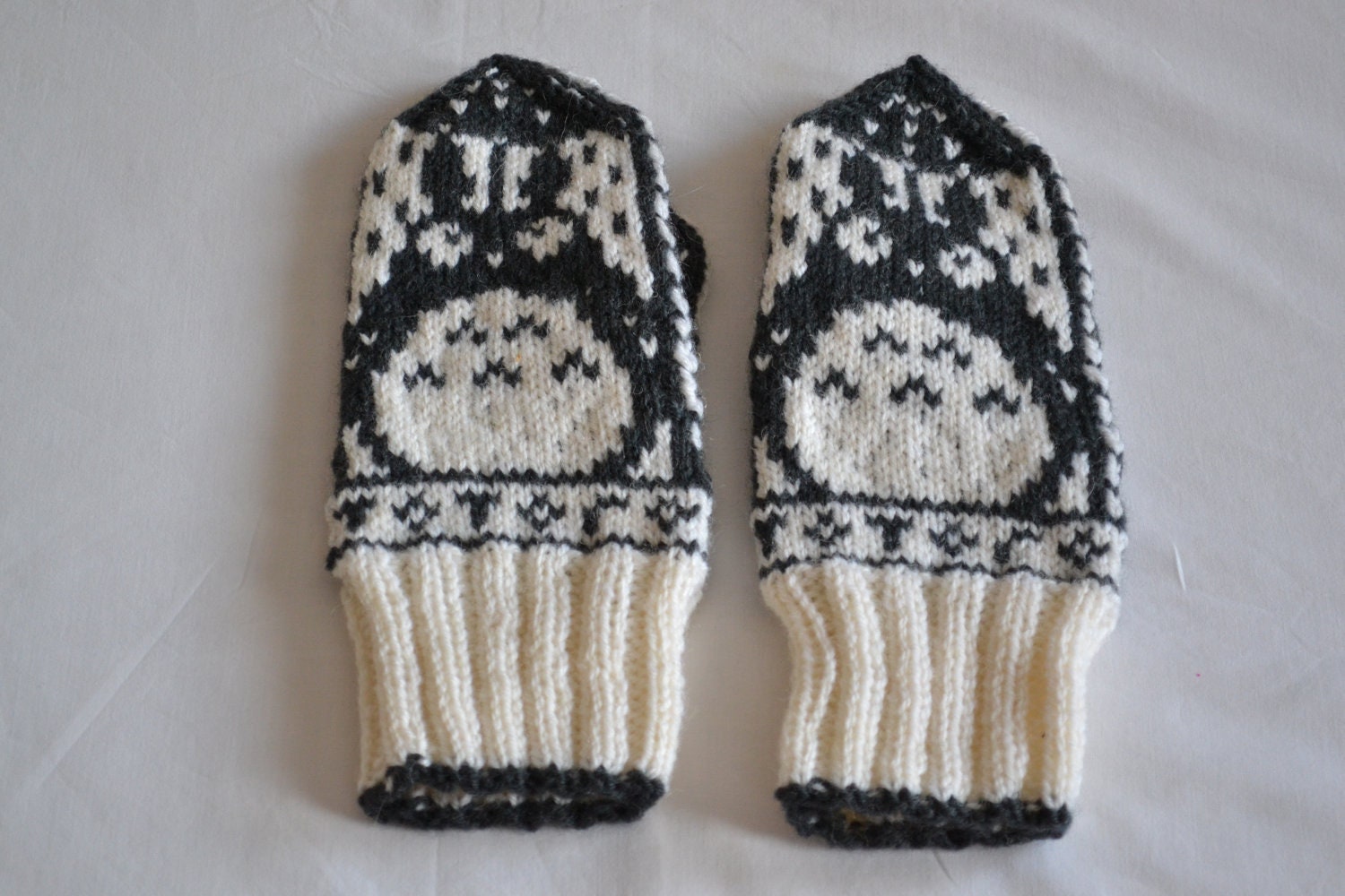 Totoro Mittens - 100% Hand Knit