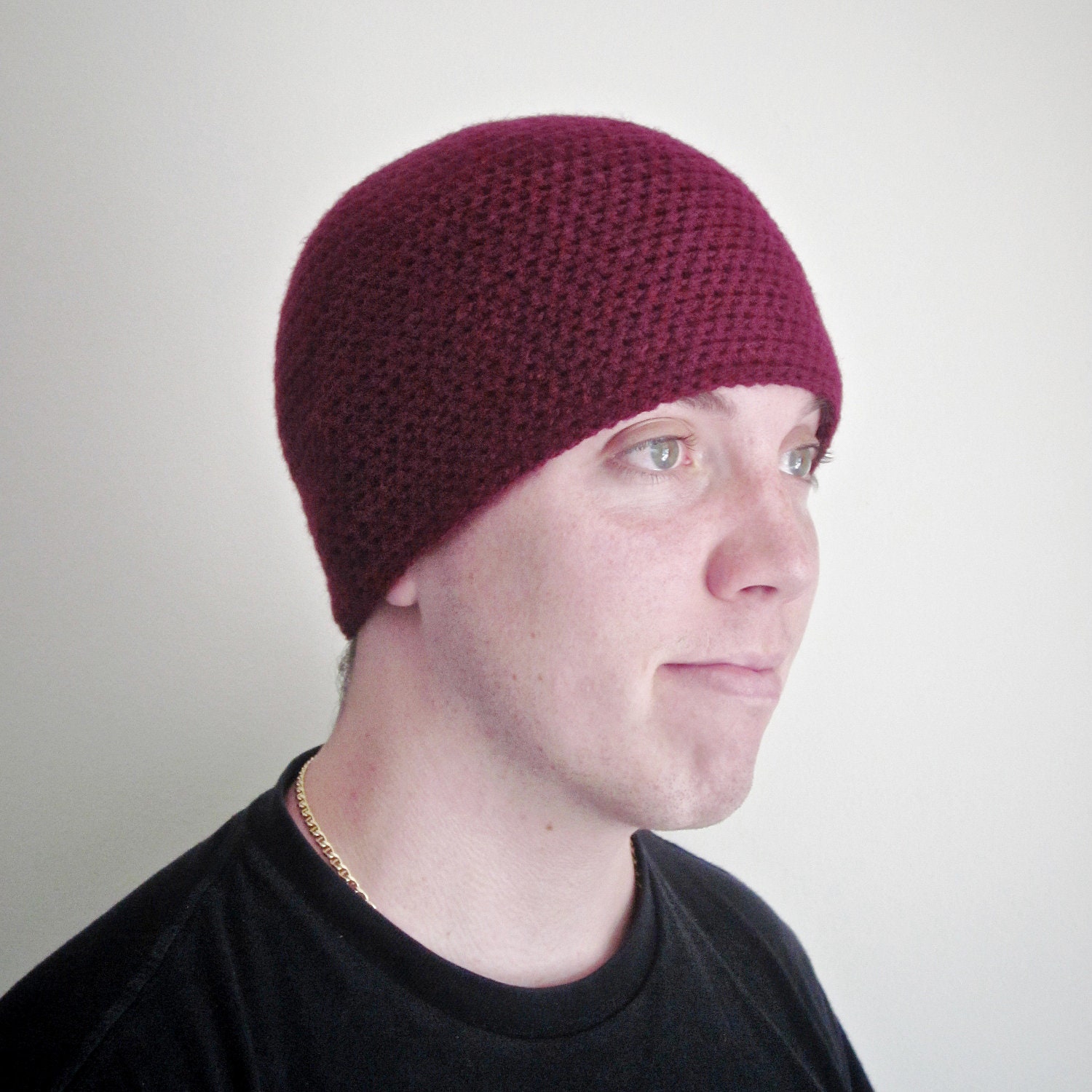 Crochet Beanie The Boyfriend Hat in Oxblood Wine for Men Teens Tweens