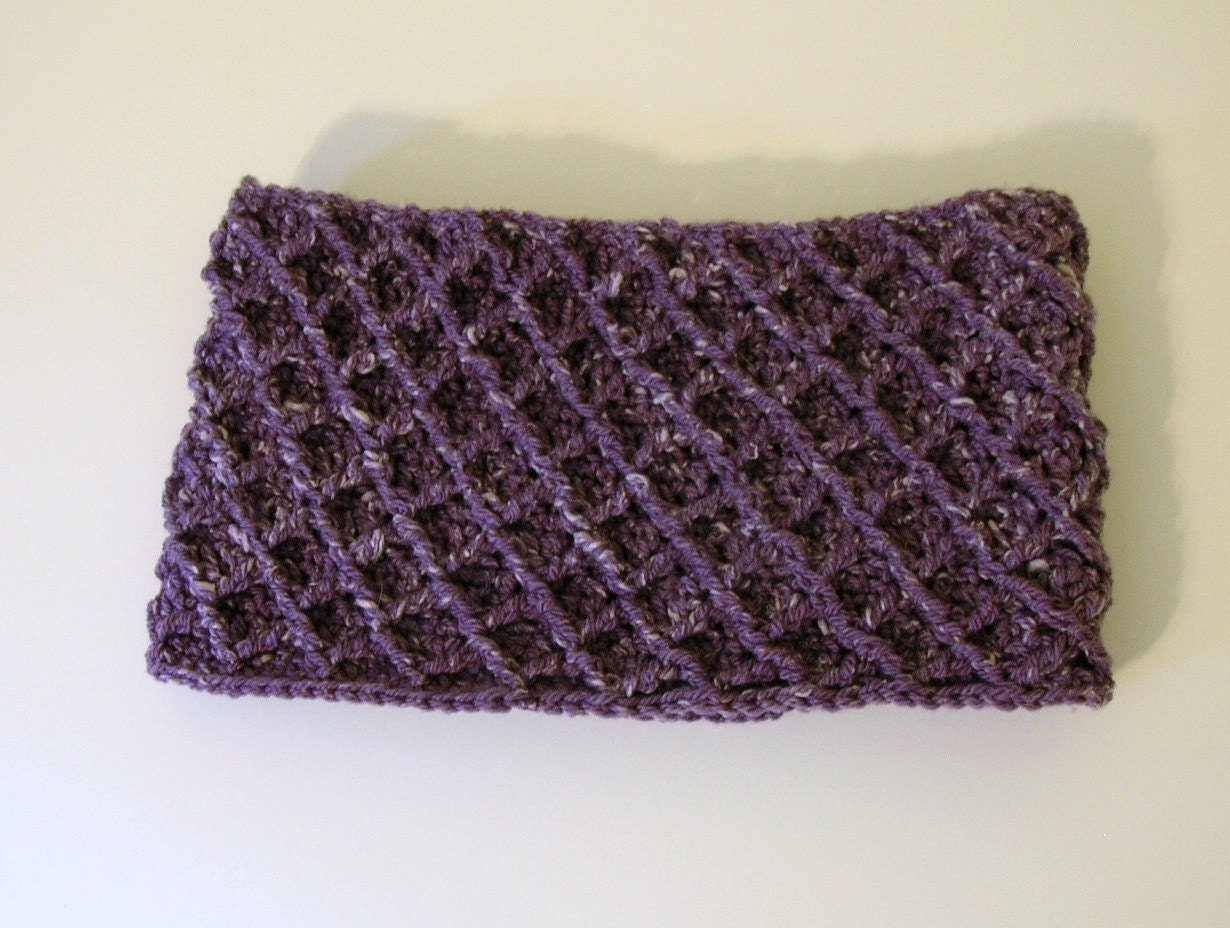 SALE - Crochet Infinity Scarf Cowl -Purple Wool/Silk Blend