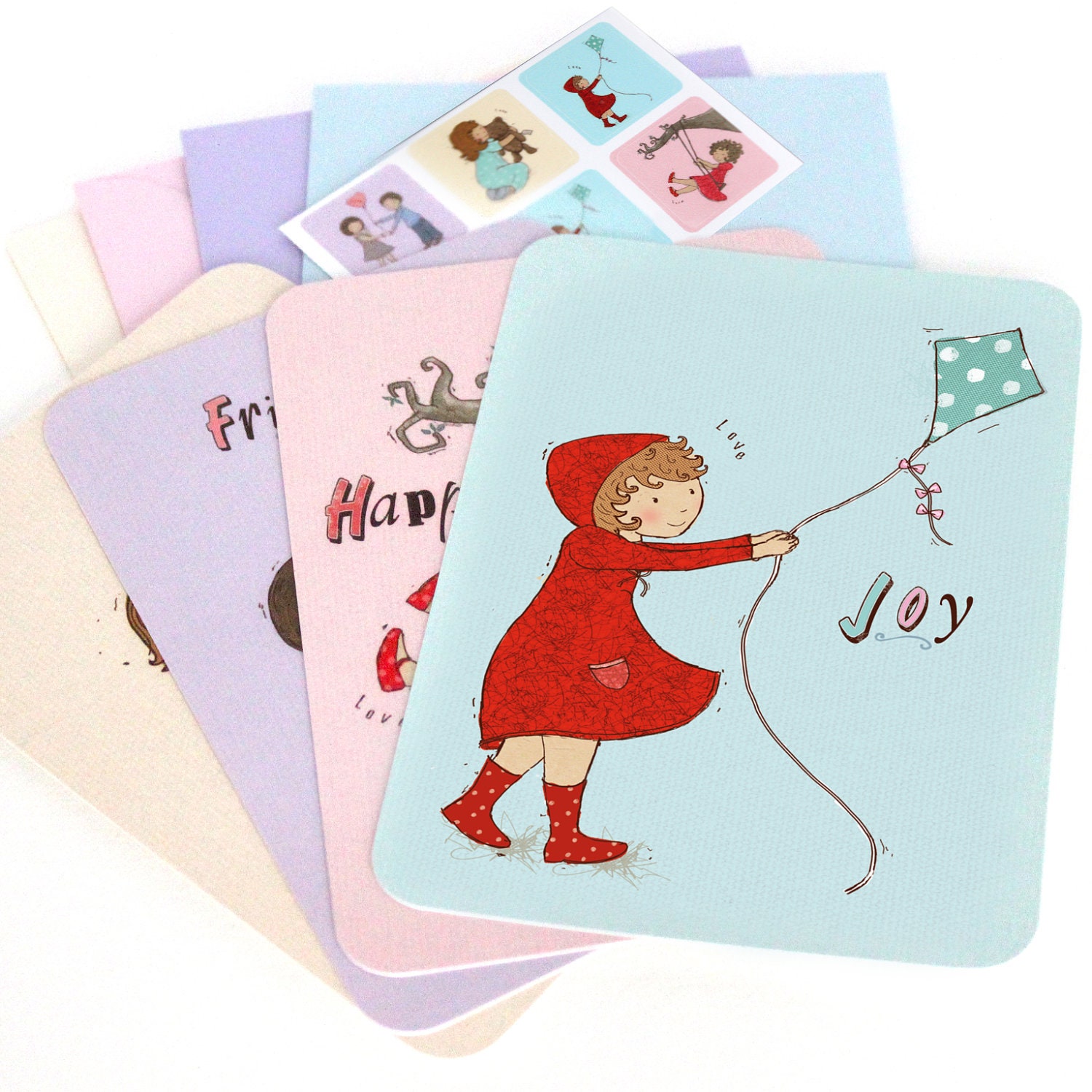 Little Wishes - postcards, envelopes and stickers set