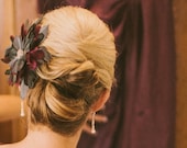 Purple and Gray Bridesmaid or bridal feather fascinator hair piece