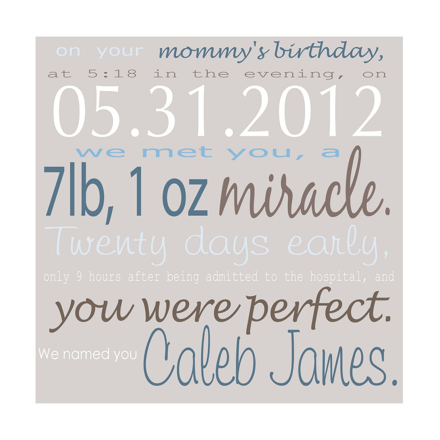 Buy announcements gifts personalized - New Baby Announcement, baby custom canvas, 16x16 Canvas Word Art, personalized baby gift