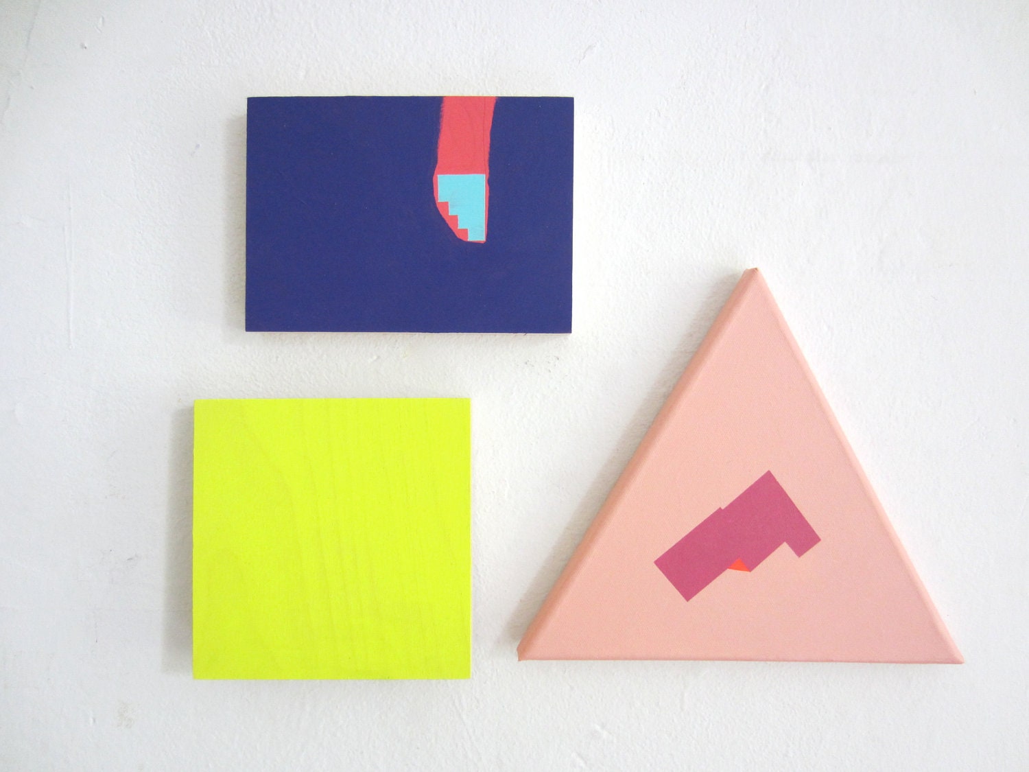 Original painting, abstract painting, original art peach triangle