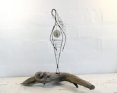 Rustic Wire Sculpture of Venus - Wire Folk Art - Driftwood Art - Mixed Media Sculptures