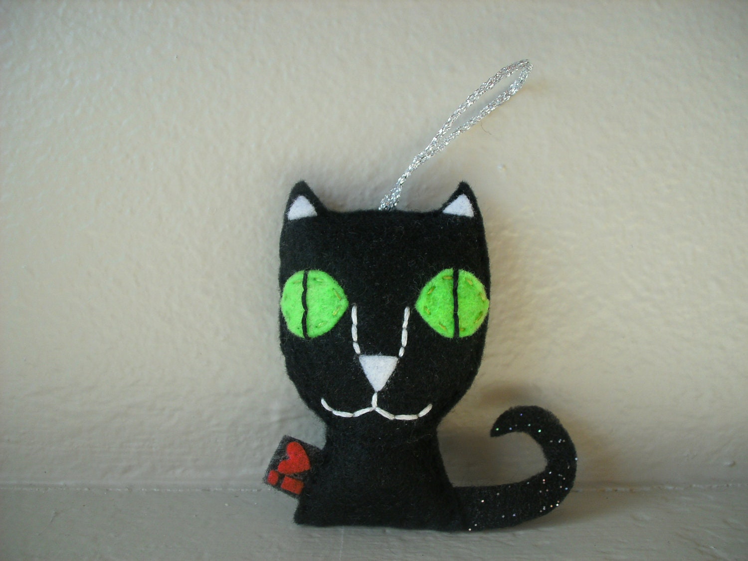Cat Black Felt Halloween Decor Stuffed Softie Ornament Party Favor