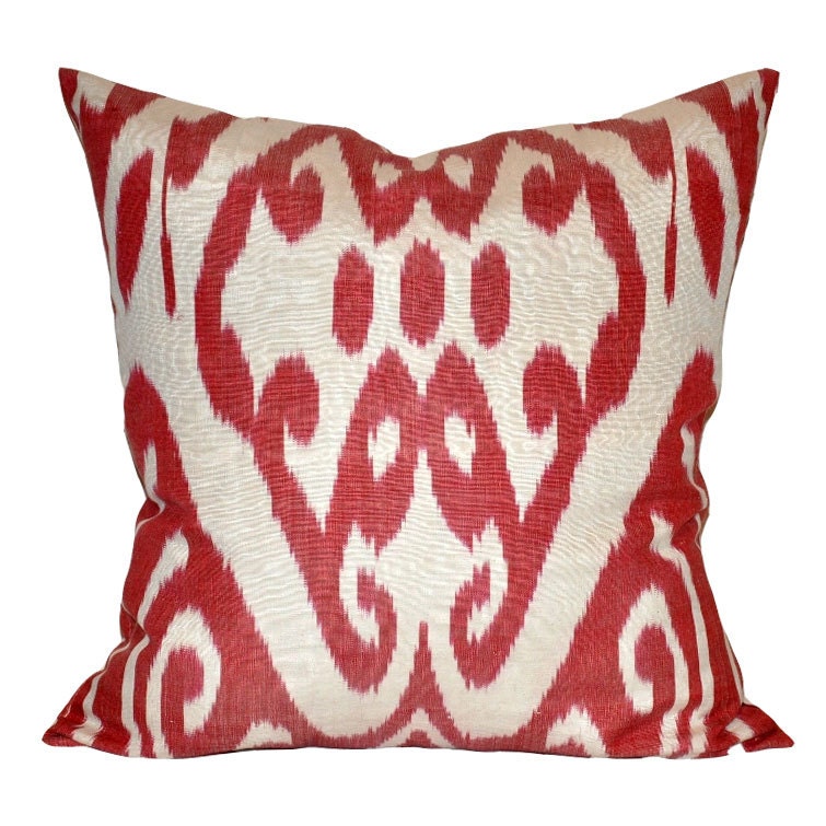 Red and White Ikat pillow covers 19 X 19 by EasternHomeDecor