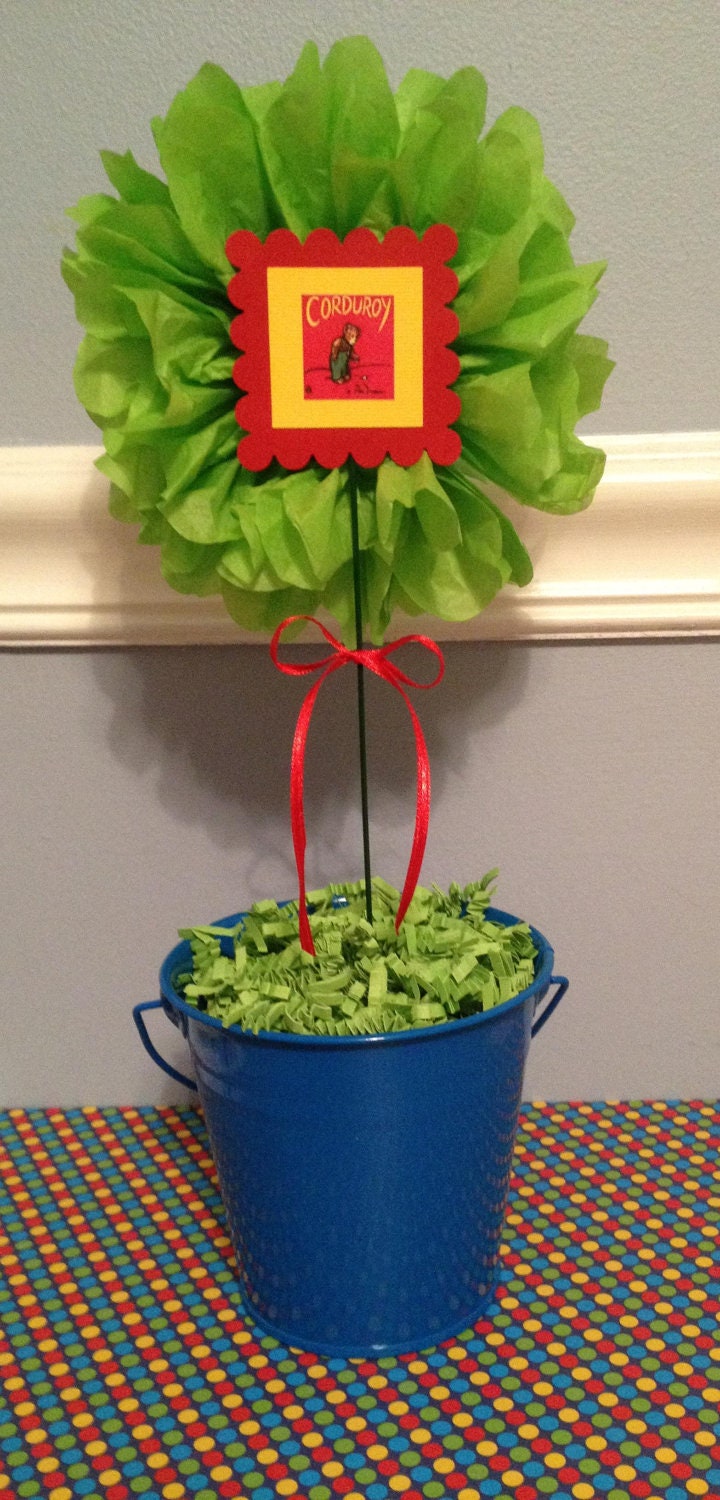 Tissue Paper Pom Pom Baby Shower Book Theme Centerpiece-  birthday party, wedding shower, bridal shower