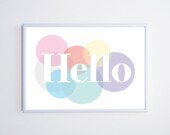 Affiche A4 - Illustration imprimée "Hello"