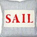 Pillow Cover Nautical Blue Ticking Stripe White Red Sail Decorative 16x16