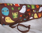 Knitting Needle Organizing Bag Large Combo Straight Circular Crochet Double Points 36 Pockets Owls