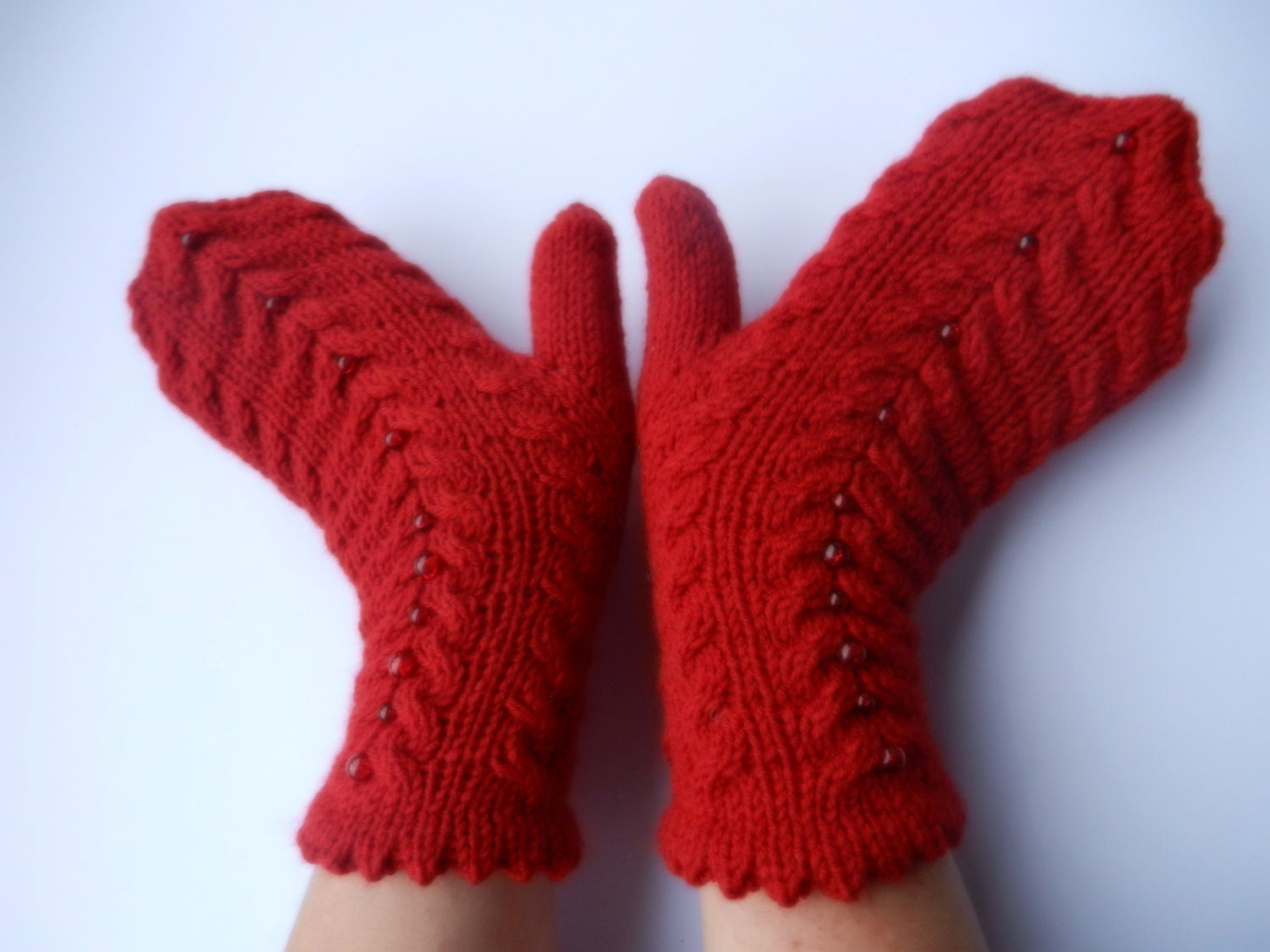 Extremely warm double layer wool gloves / double layer mittens / warm mittens / red mittens / Winter accessories