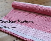 Instant Download PDF Crochet Pattern: Phoebe's Pink and White Cross Over Baby Blanket, US instructions with HanJan crochet tutorial